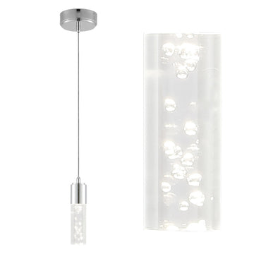 Bolha 4.75" Bubble Acrylic/Iron Modern Minimalist Integrated LED Pendant - JONATHAN Y